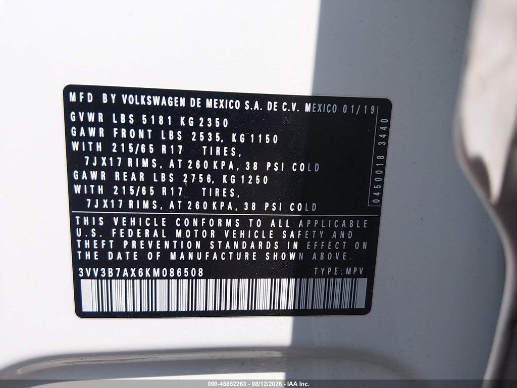 3VV3B7AX6KM086508 2019 VOLKSWAGEN TIGUAN photo no. 9
