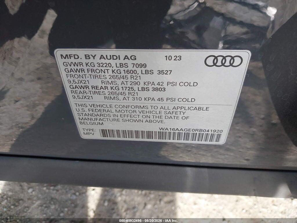 WA16AAGE0RB041920 2024 AUDI Q8 E-TRON photo no. 9