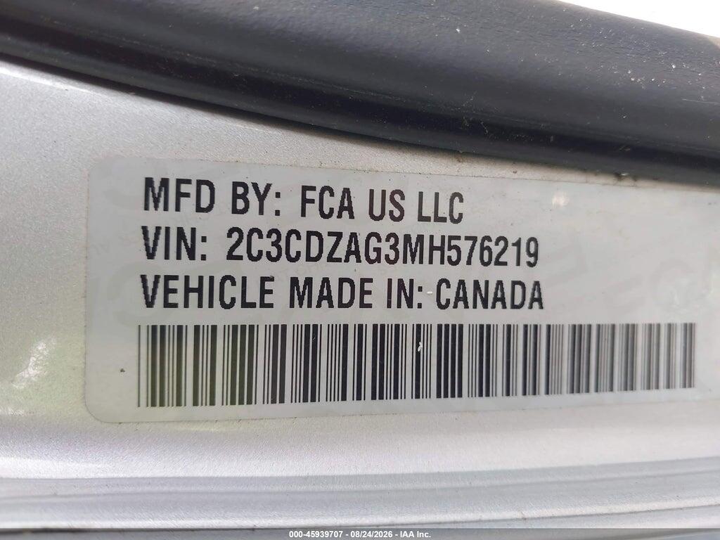 2C3CDZAG3MH576219 2021 DODGE CHALLENGER photo no. 9