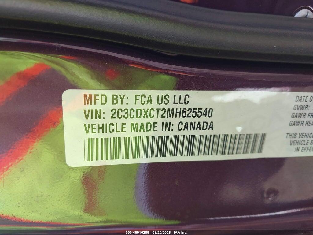 2C3CDXCT2MH625540 2021 DODGE CHARGER photo no. 9