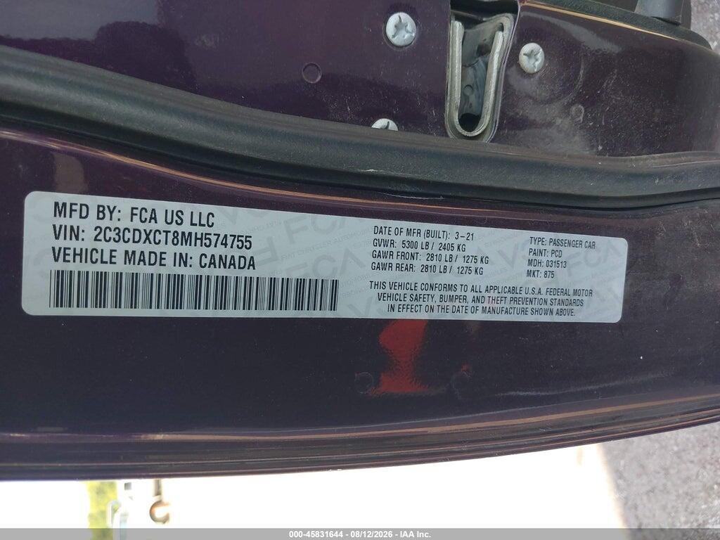 2C3CDXCT8MH574755 2021 DODGE CHARGER photo no. 9