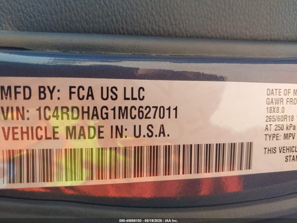 1C4RDHAG1MC627011 2021 DODGE DURANGO photo no. 9