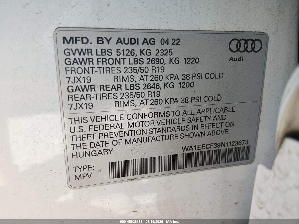 WA1EECF39N1123673 2022 AUDI Q3 photo no. 9