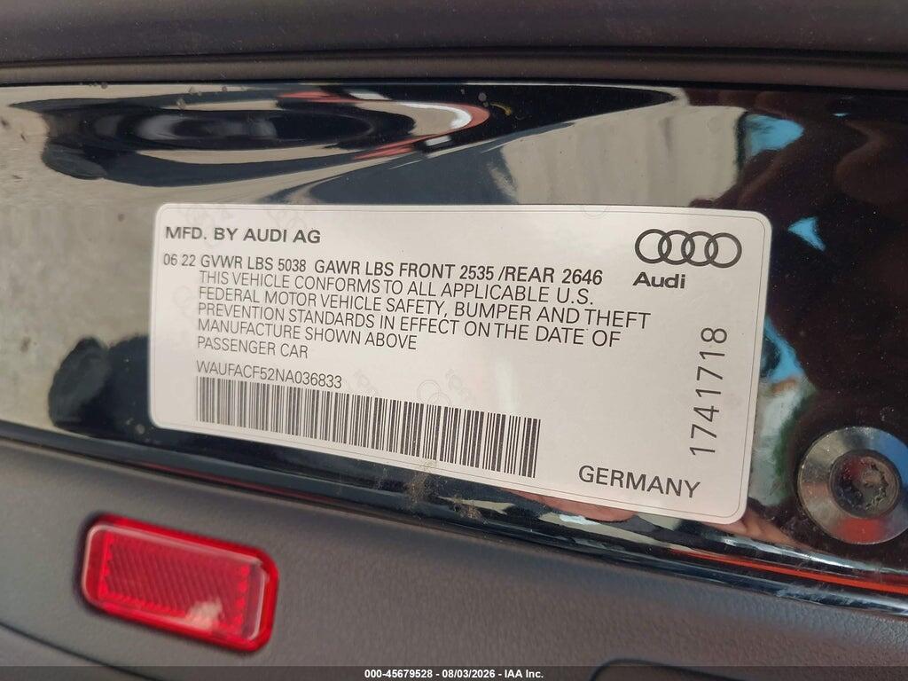 WAUFACF52NA036833 2022 AUDI A5 SPORTBACK photo no. 9