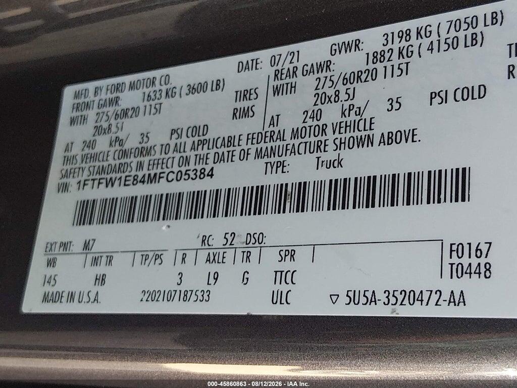 1FTFW1E84MFC05384 2021 FORD F-150 photo no. 9