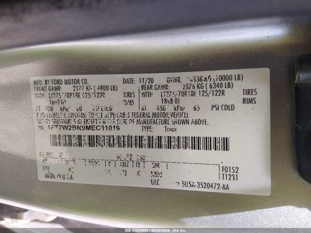 1FT7W2BN9MEC31019 2021 FORD F-250 photo no. 9
