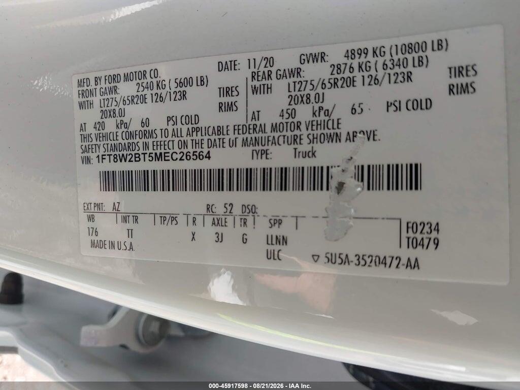 1FT8W2BT5MEC26564 2021 FORD F250 photo no. 8