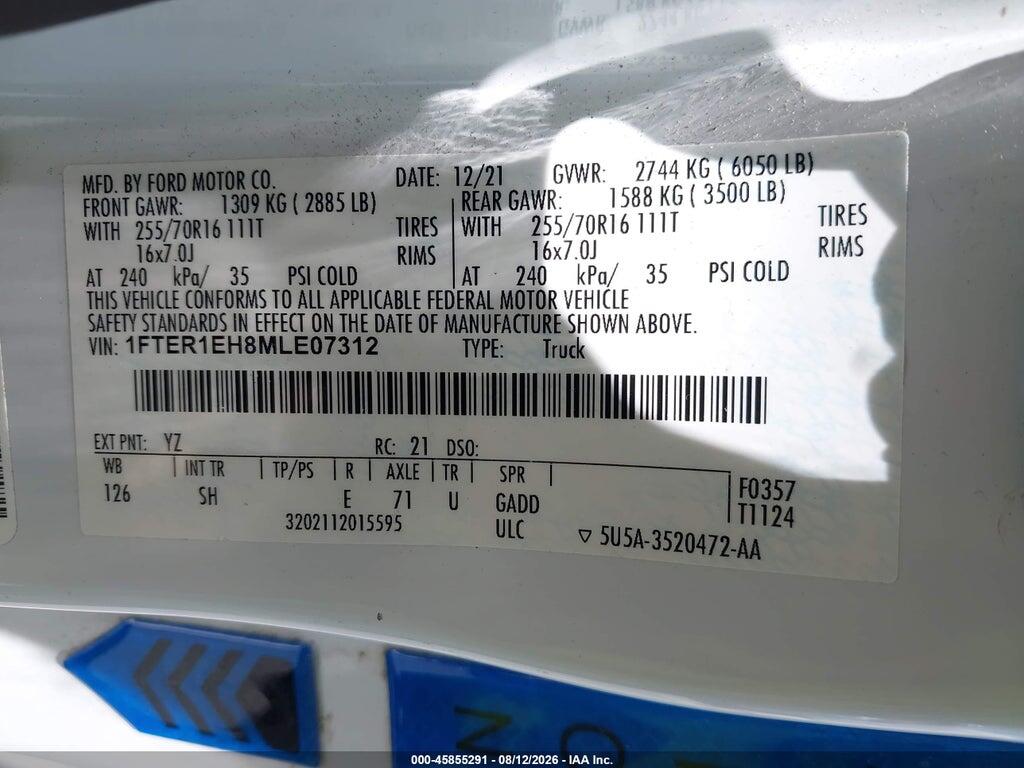1FTER1EH8MLE07312 2021 FORD RANGER photo no. 9
