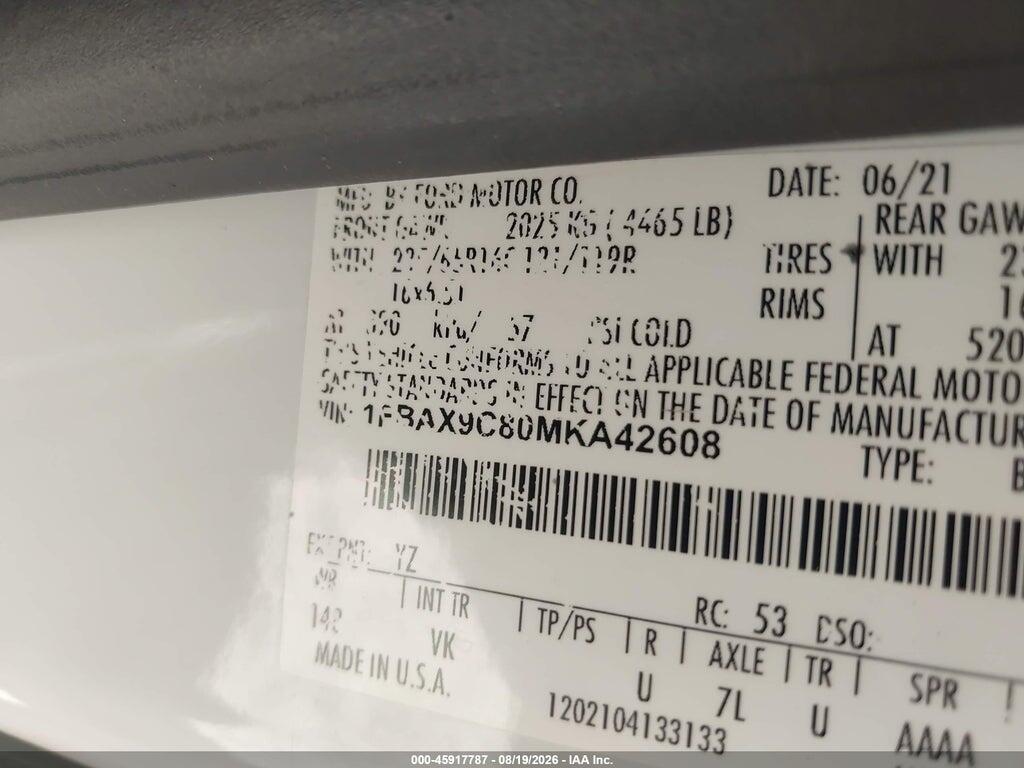1FBAX9C80MKA42608 2021 FORD TRANSIT-350 PASSENGER VAN photo no. 9