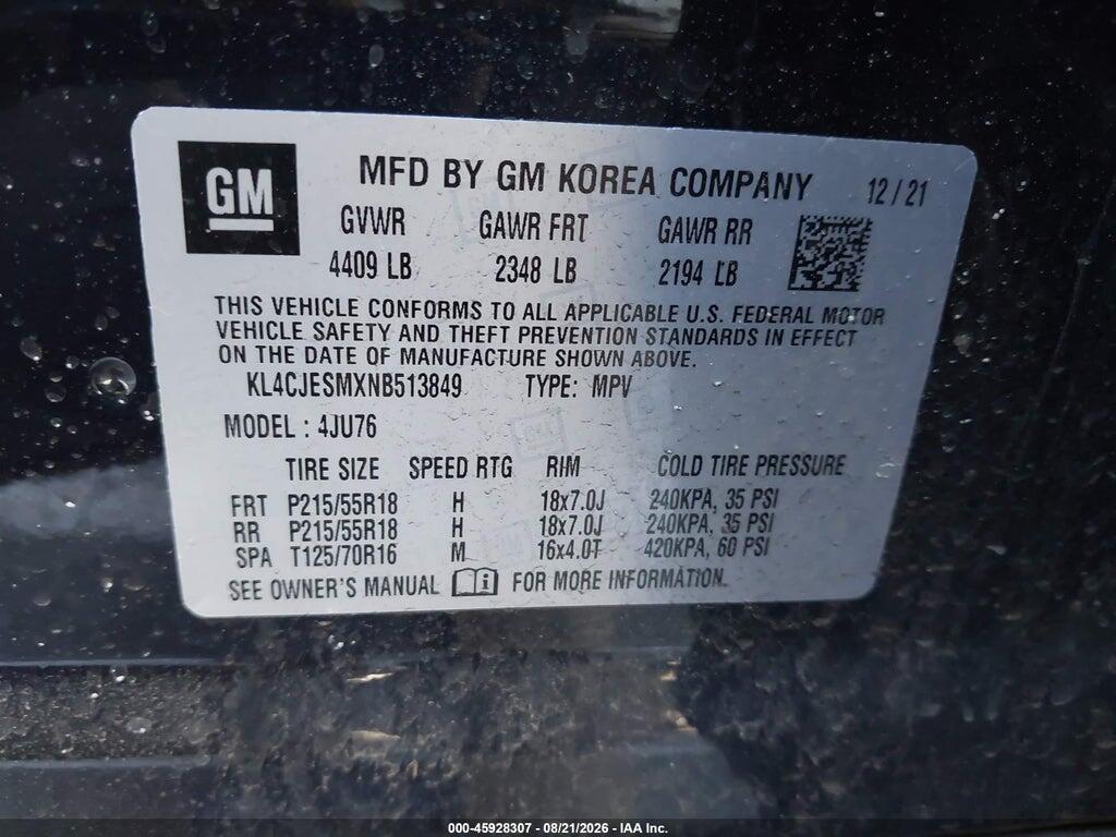 KL4CJESMXNB513849 2022 BUICK ENCORE photo no. 9