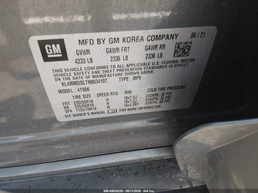 KL4MMDSL7NB034107 2022 BUICK ENCORE GX photo no. 9