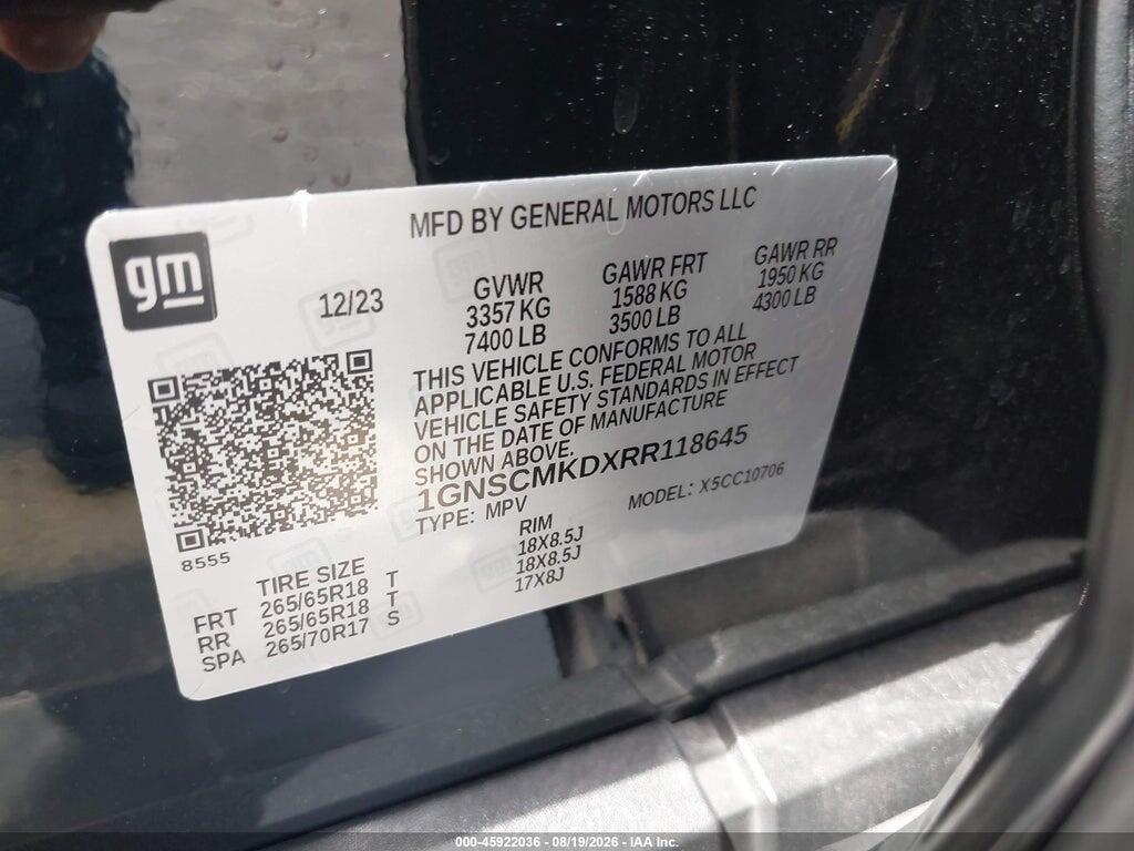 1GNSCMKDXRR118645 2024 CHEVROLET TAHOE photo no. 9
