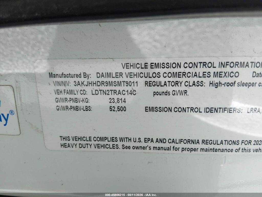 3AKJHHDR9MSMT9011 2021 FREIGHTLINER NEW CASCADIA 126 photo no. 8