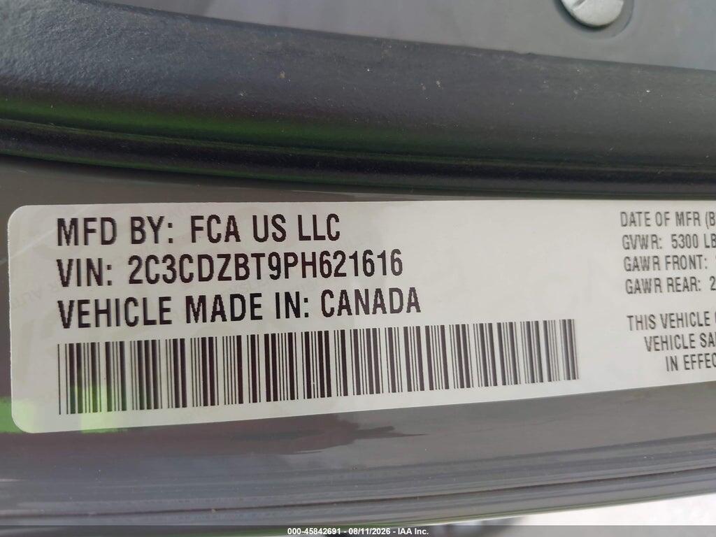 2C3CDZBT9PH621616 2023 DODGE CHALLENGER photo no. 9