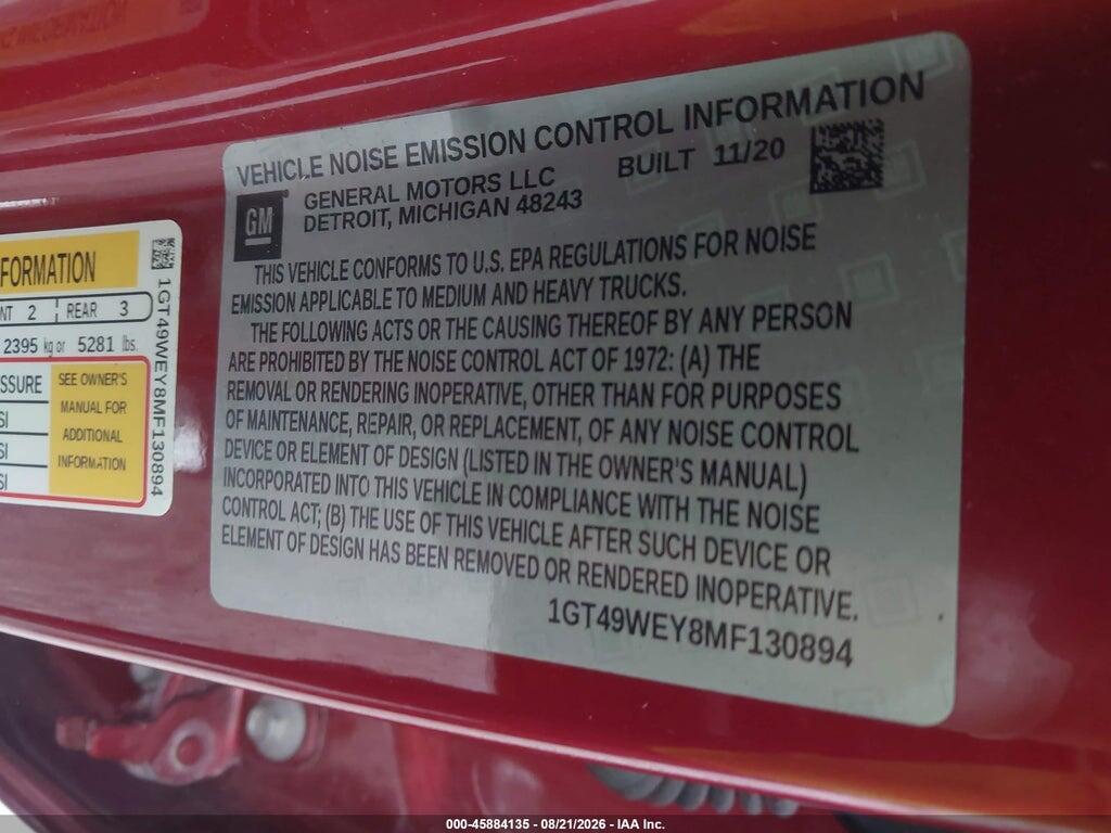1GT49WEY8MF130894 2021 GMC SIERRA 3500HD photo no. 9
