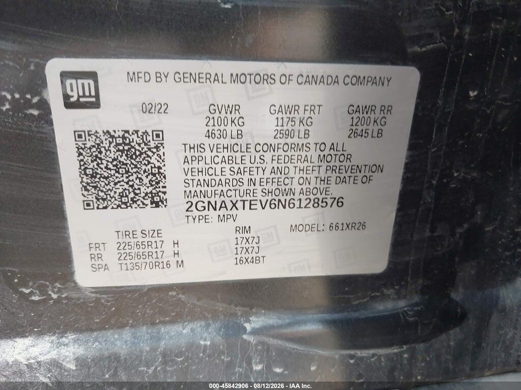 2GNAXTEV6N6128576 2022 CHEVROLET EQUINOX photo no. 9