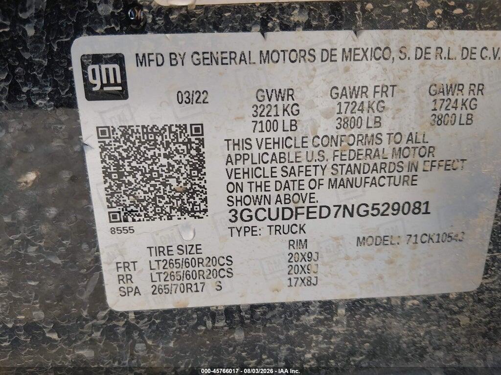 3GCUDFED7NG529081 2022 CHEVROLET SILVERADO 1500 photo no. 9