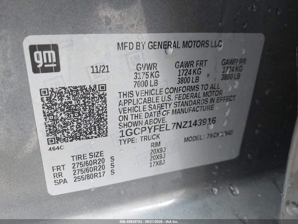 1GCPYFEL7NZ143916 2022 CHEVROLET SILVERADO 1500 LTD photo no. 9