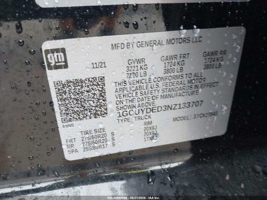 1GCUYDED3NZ133707 2022 CHEVROLET SILVERADO 1500 LTD photo no. 9