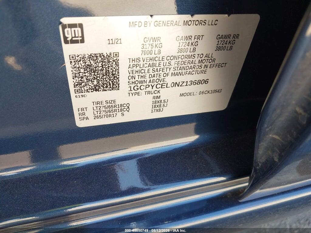 1GCPYCEL0NZ136806 2022 CHEVROLET SILVERADO 1500 LTD photo no. 9