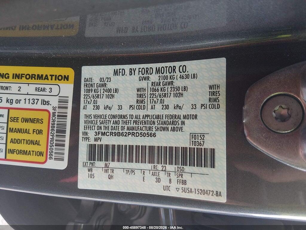 3FMCR9B62PRD50566 2023 FORD BRONCO SPORT photo no. 9