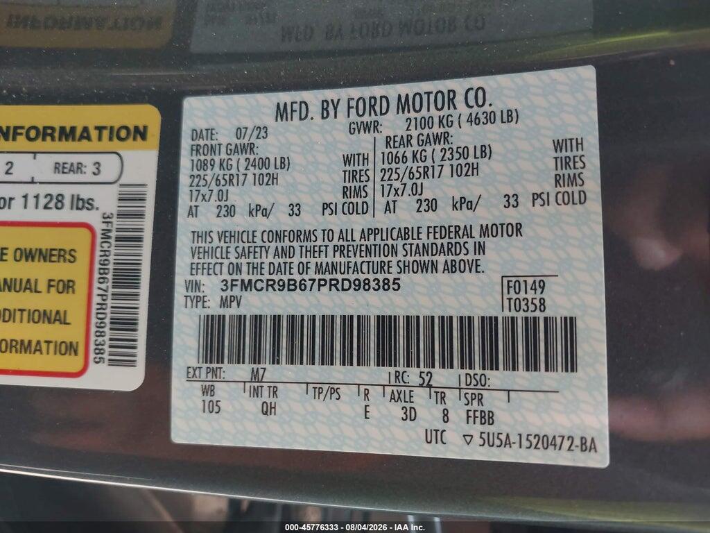 3FMCR9B67PRD98385 2023 FORD BRONCO SPORT photo no. 9