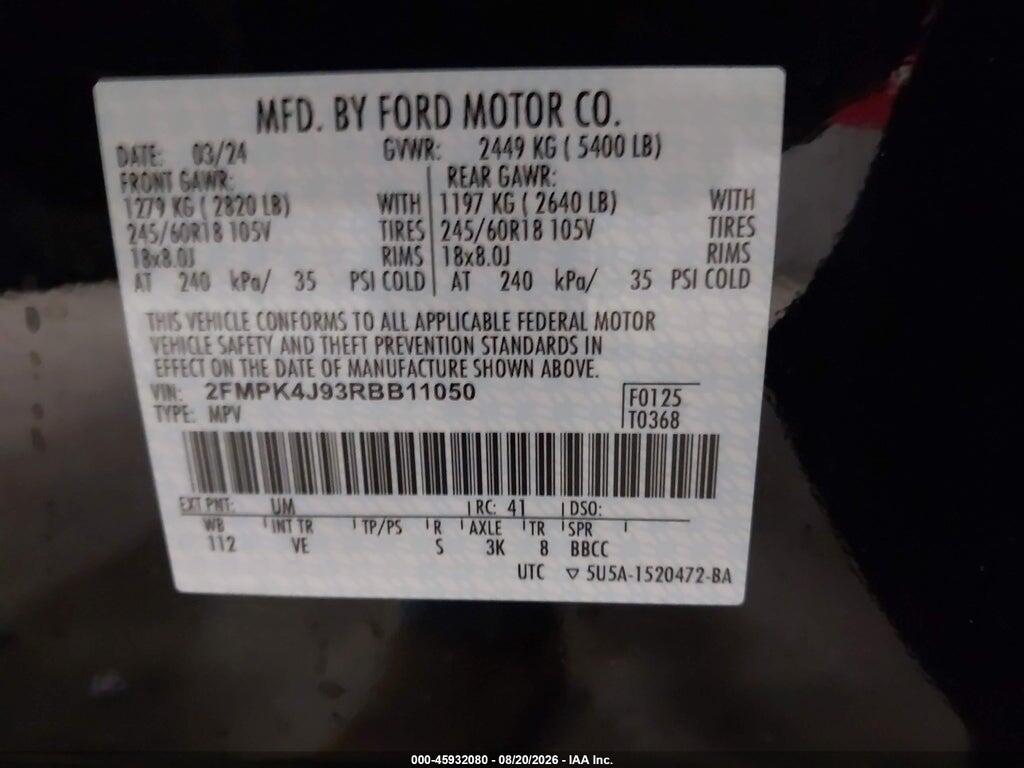 2FMPK4J93RBB11050 2024 FORD EDGE photo no. 9