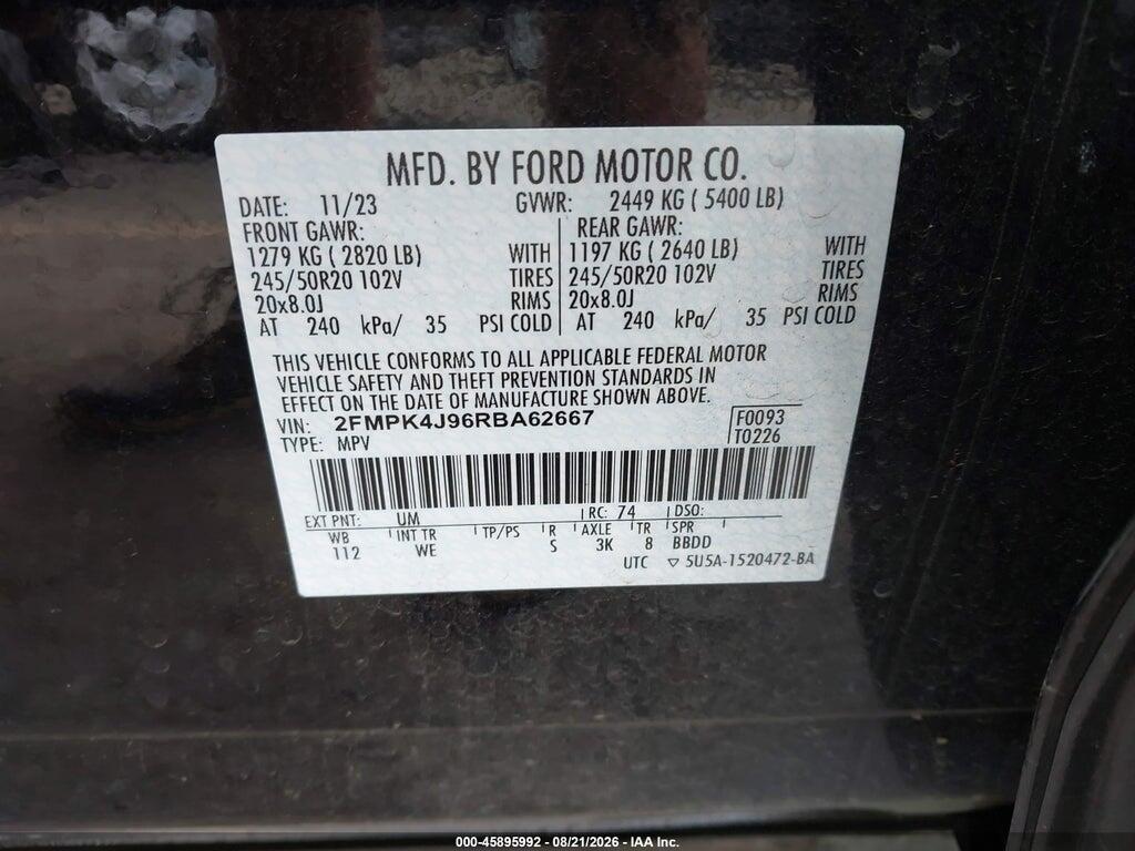 2FMPK4J96RBA62667 2024 FORD EDGE photo no. 9