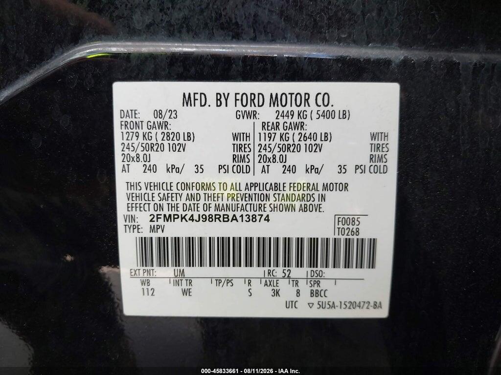2FMPK4J98RBA13874 2024 FORD EDGE photo no. 9