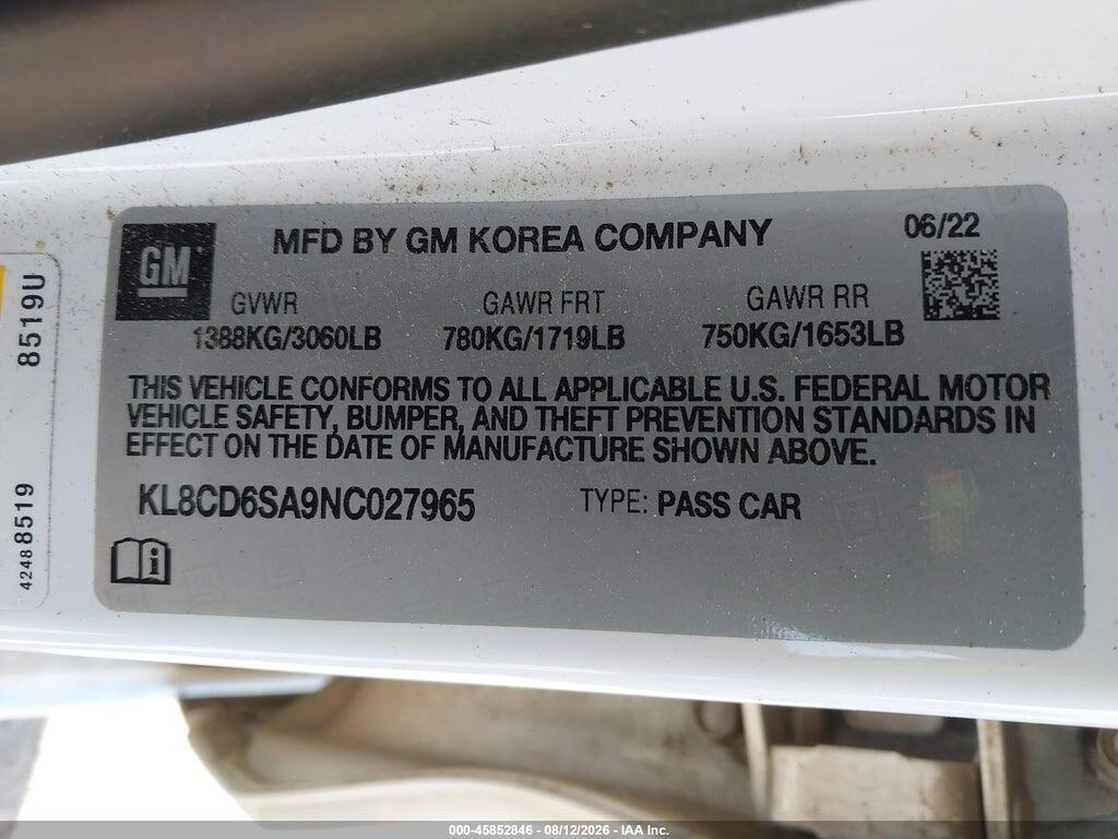 KL8CD6SA9NC027965 2022 CHEVROLET SPARK photo no. 9