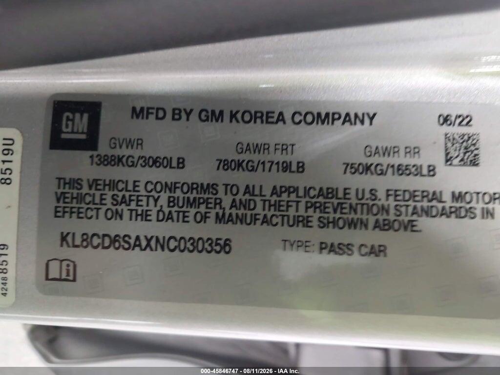 KL8CD6SAXNC030356 2022 CHEVROLET SPARK photo no. 9