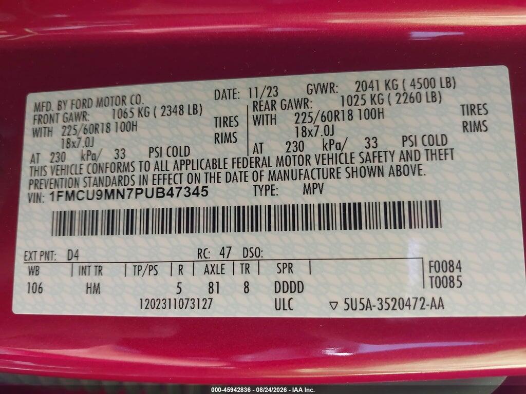 1FMCU9MN7PUB47345 2023 FORD ESCAPE photo no. 9