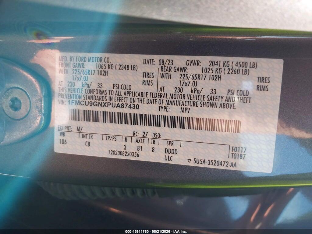 1FMCU9GNXPUA87430 2023 FORD ESCAPE photo no. 9