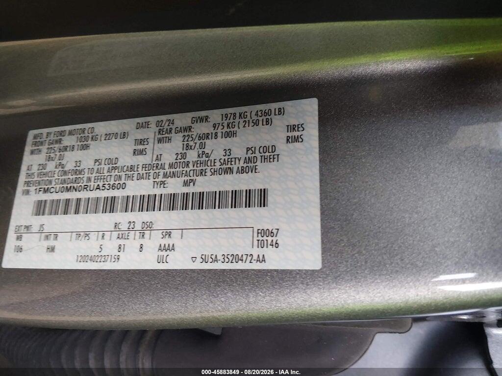 1FMCU0MN0RUA53600 2024 FORD ESCAPE photo no. 9