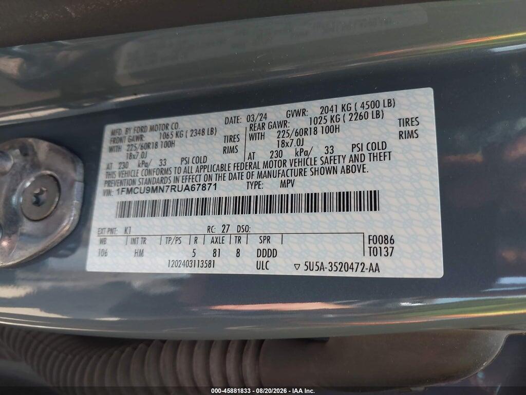 1FMCU9MN7RUA67871 2024 FORD ESCAPE photo no. 9