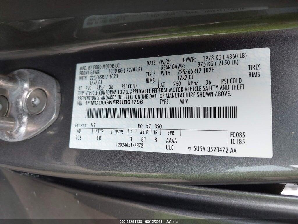 1FMCU0GN5RUB01796 2024 FORD ESCAPE photo no. 9