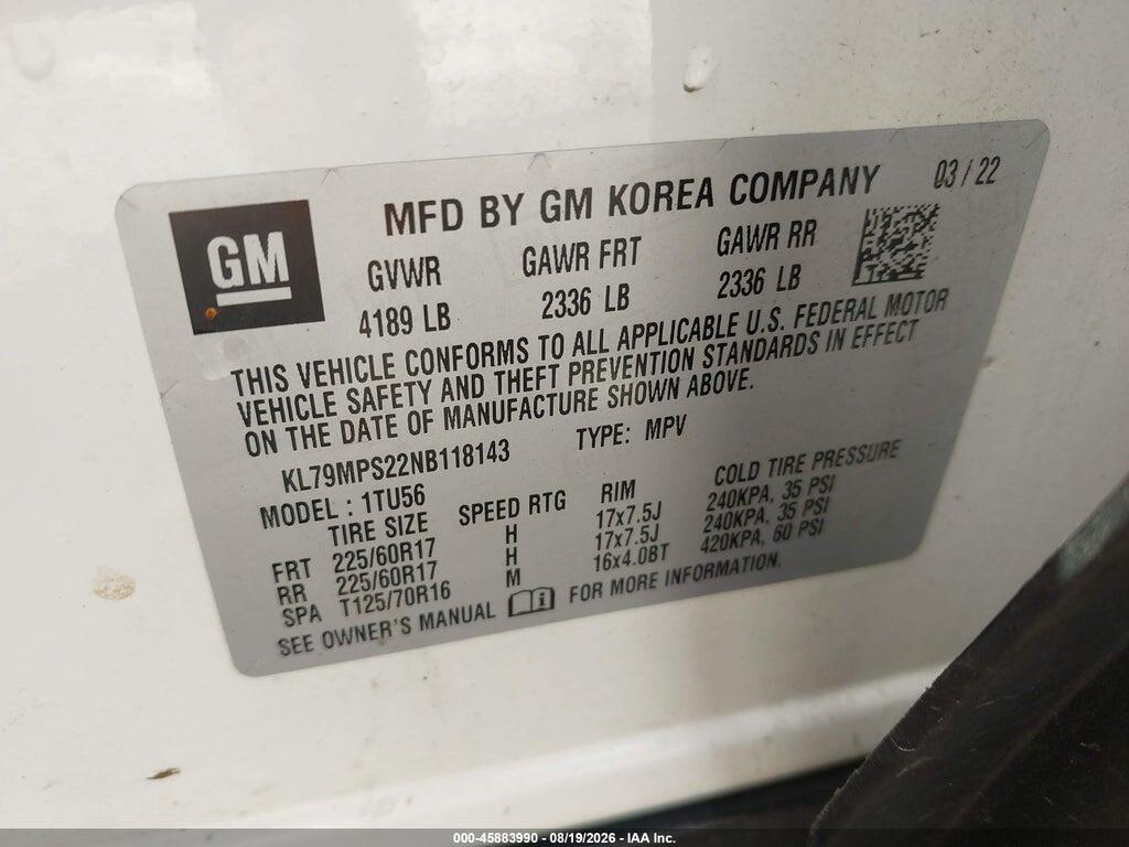 KL79MPS22NB118143 2022 CHEVROLET TRAILBLAZER photo no. 9