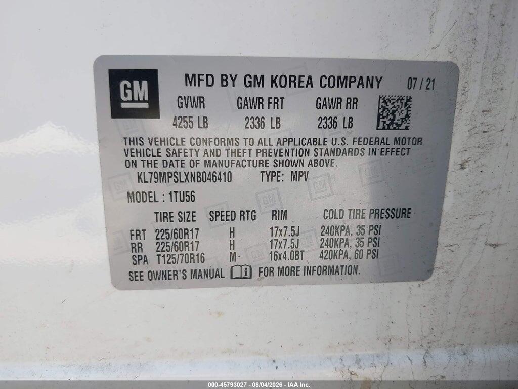 KL79MPSLXNB046410 2022 CHEVROLET TRAILBLAZER photo no. 9