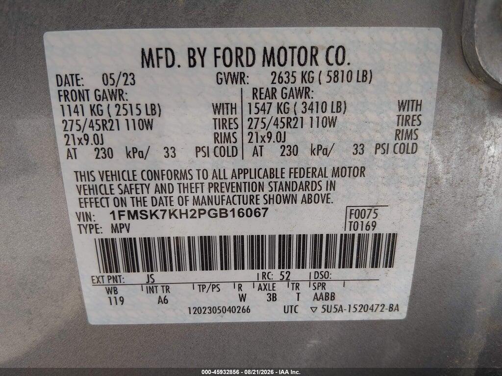 1FMSK7KH2PGB16067 2023 FORD EXPLORER photo no. 9