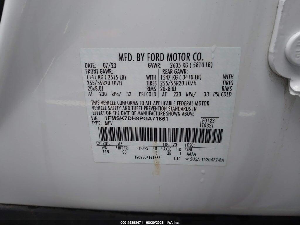 1FMSK7DH8PGA71861 2023 FORD EXPLORER photo no. 9