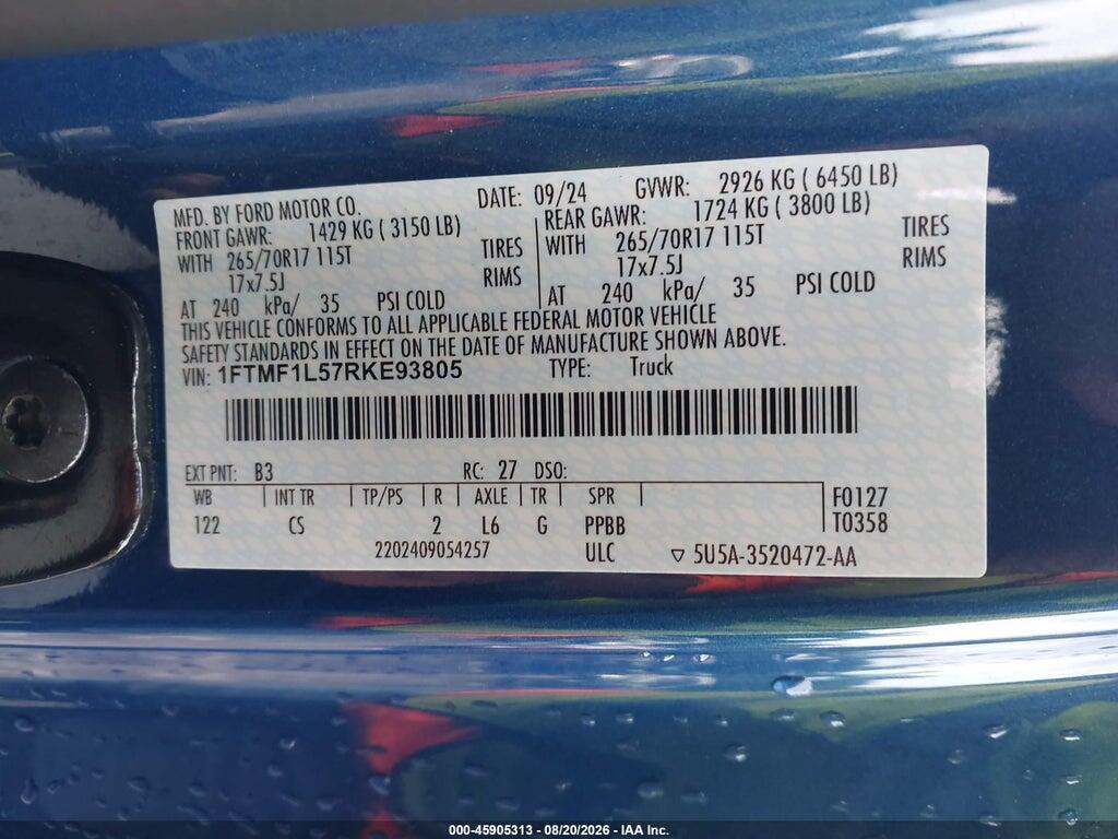 1FTMF1L57RKE93805 2024 FORD F-150 photo no. 9