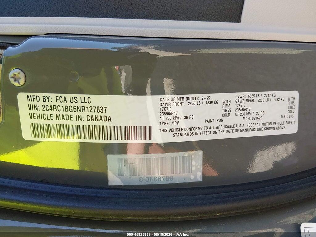 2C4RC1BG6NR127637 2022 CHRYSLER PACIFICA photo no. 9