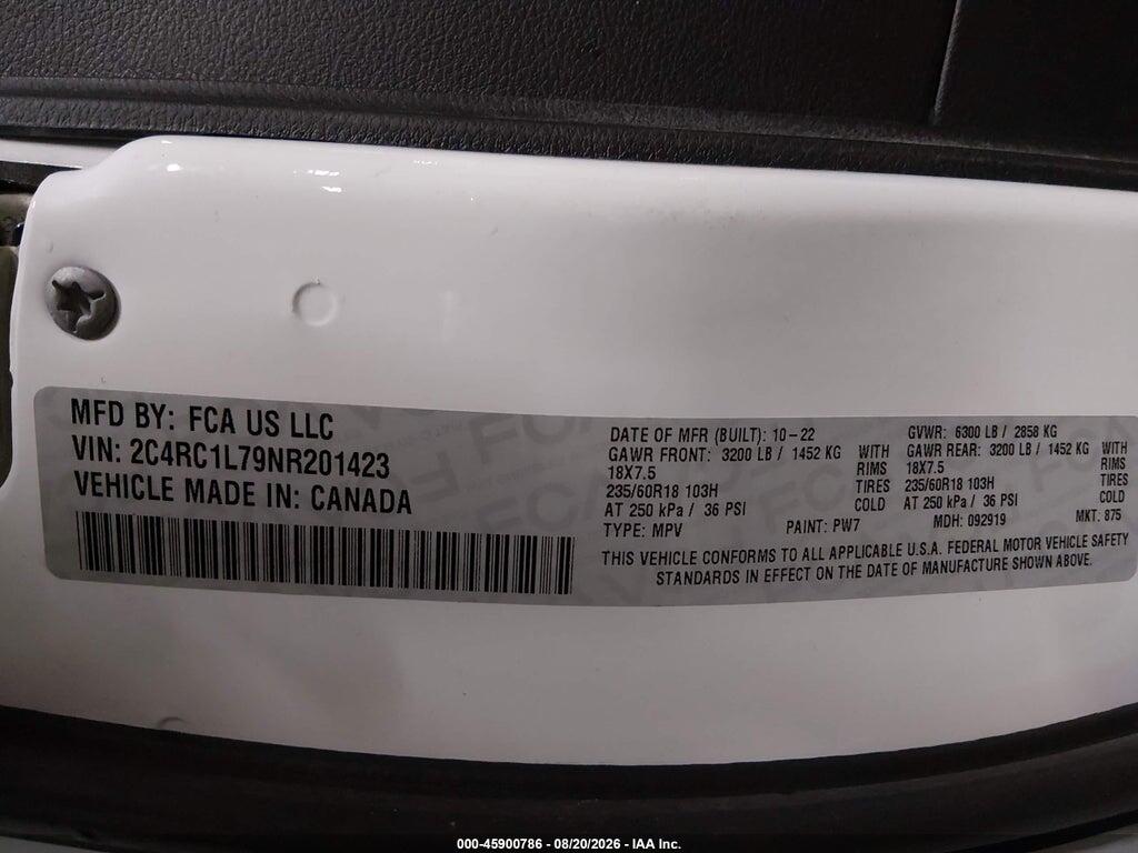2C4RC1L79NR201423 2022 CHRYSLER PACIFICA HYBRID photo no. 9