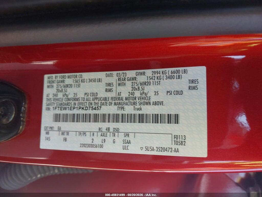 1FTEW1EP1PKD75457 2023 FORD F150 photo no. 9