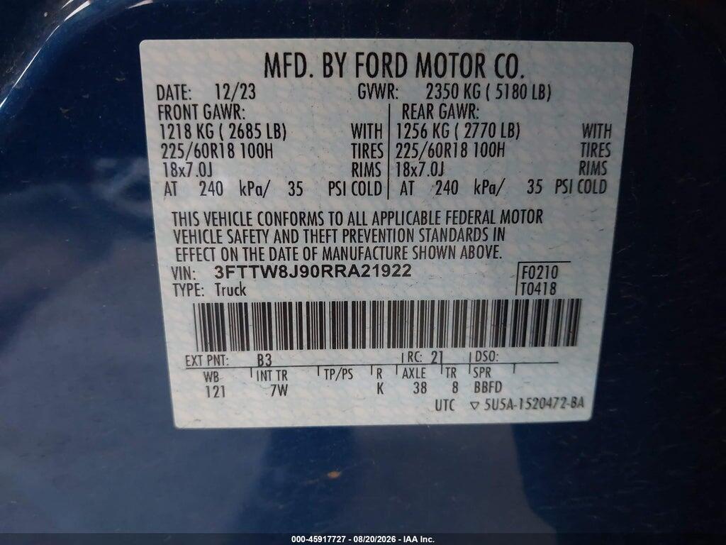 3FTTW8J90RRA21922 2024 FORD MAVERICK photo no. 9