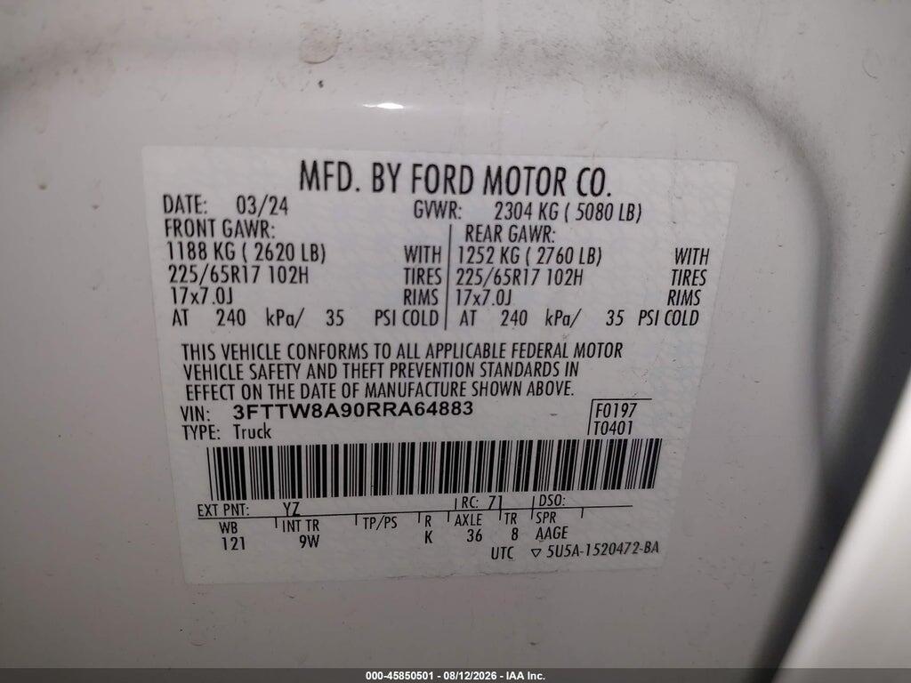 3FTTW8A90RRA64883 2024 FORD MAVERICK photo no. 9