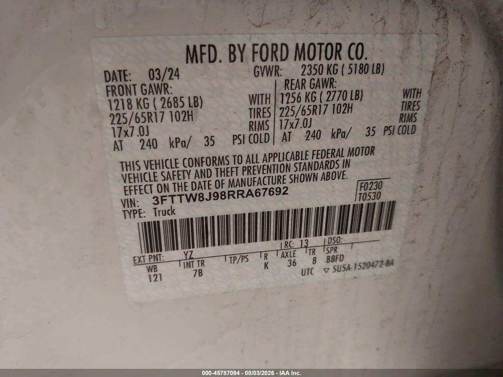 3FTTW8J98RRA67692 2024 FORD MAVERICK photo no. 9