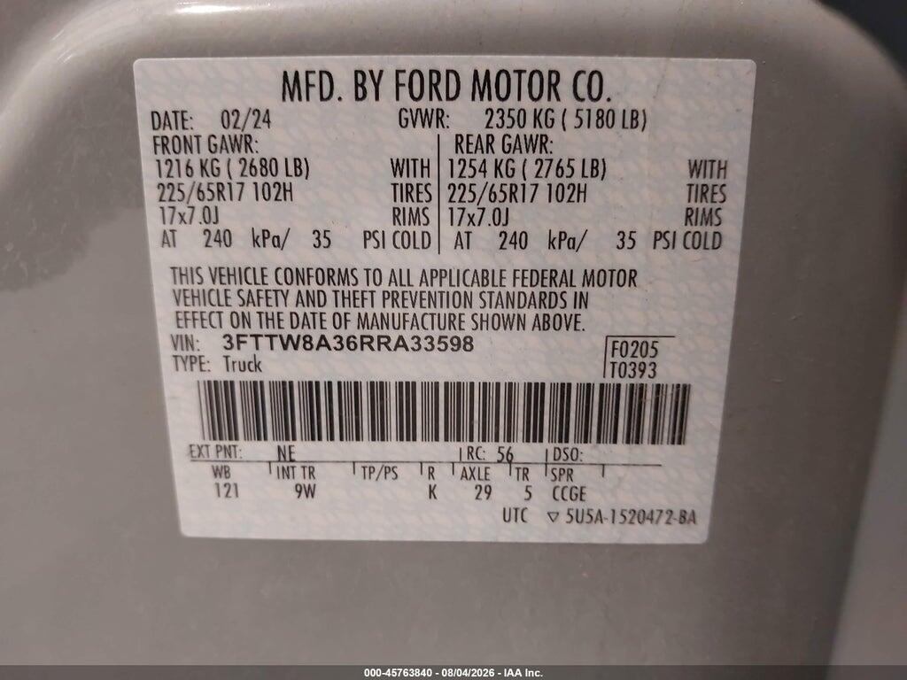 3FTTW8A36RRA33598 2024 FORD MAVERICK photo no. 9