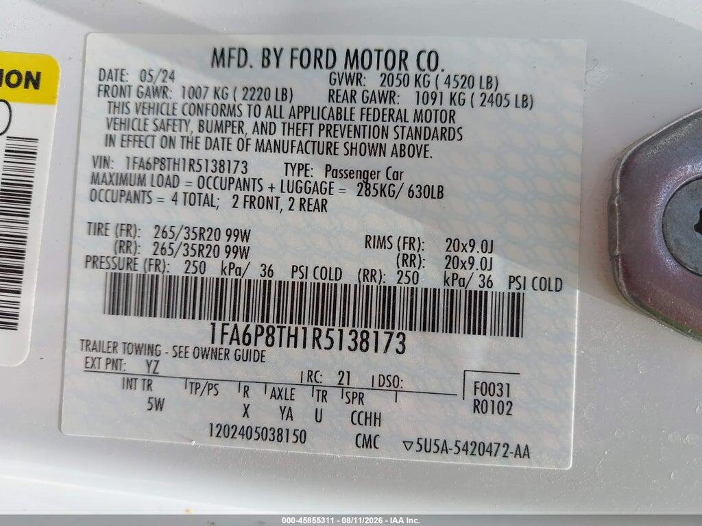 1FA6P8TH1R5138173 2024 FORD MUSTANG photo no. 9