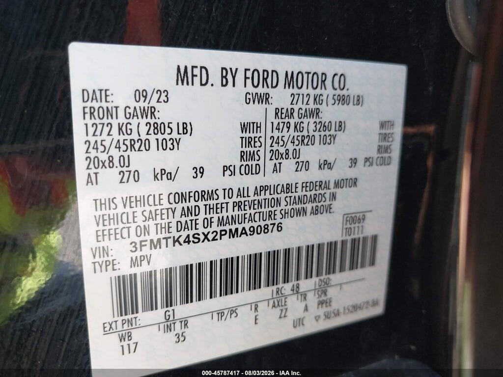3FMTK4SX2PMA90876 2023 FORD MUSTANG MACH-E photo no. 9